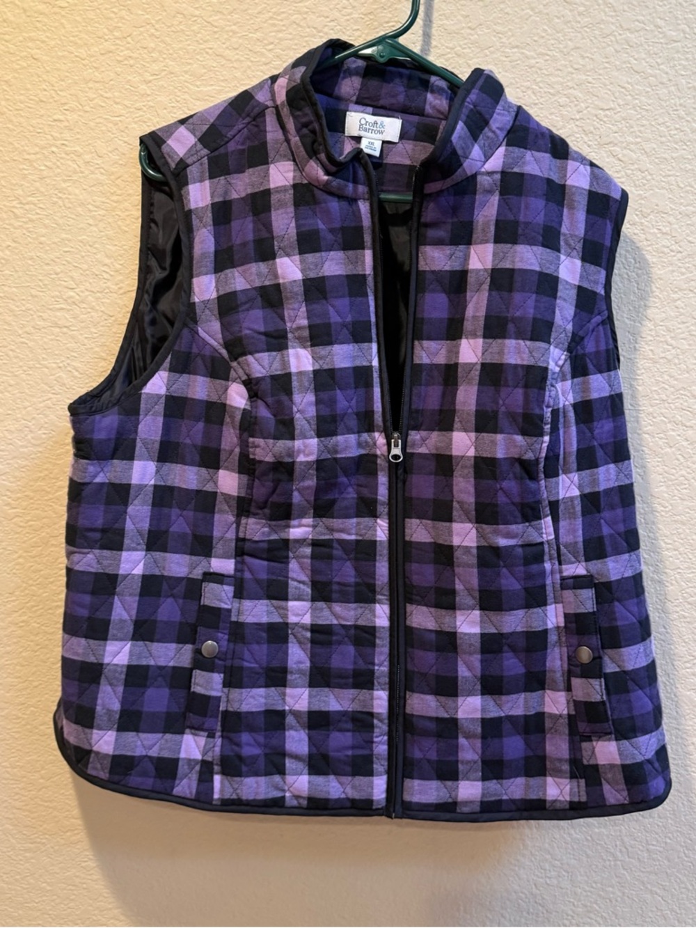 croft & barrow Girls' Purple Plaid Quilted Vest